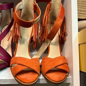 Nine West Orange Fringe Heels